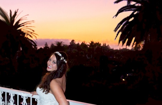 Claremont Hotel at Sunset with Bride